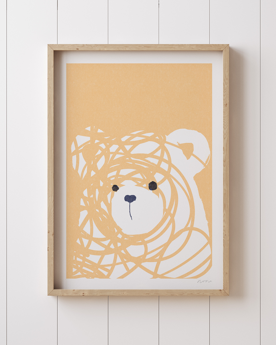Warm-toned Messy Bear print in golden hues with scribble detail